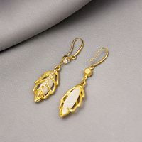 Fashion Leaf Shape Copper Inlaid Zircon Earrings main image 6