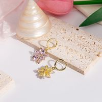 Fashion Double-layer Crystal Four-color Petal Romantic Alloy Earrings main image 5