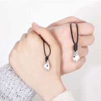 Fashion Black And White Couple Broken Heart Necklace 2-piece Set Alloy main image 5