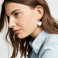 Fashion White Jade Heart-shaped Pendant Titanium Steel Earrings main image 3