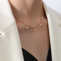 Modische Halskette Mit Perlenhirse, Quaste, 18 Karat Gold, Edelstahl main image 3