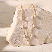 Modische Halskette Mit Perlenhirse, Quaste, 18 Karat Gold, Edelstahl main image 5