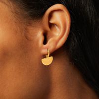 18k Gold Glossy Fan-shaped Semicircle Pendant Stainless Steel Earrings main image 3
