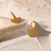 18k Gold Glossy Fan-shaped Semicircle Pendant Stainless Steel Earrings main image 4