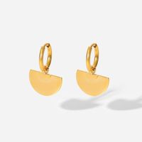 18k Gold Glossy Fan-shaped Semicircle Pendant Stainless Steel Earrings main image 6