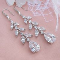 Fashion Tassel Drop-shaped Zircon Leaf Bridal Copper Earrings main image 4