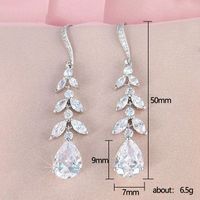 Fashion Tassel Drop-shaped Zircon Leaf Bridal Copper Earrings main image 5