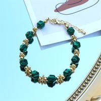 Bracelet En Perles De Cuivre Plaqué Or Avec Pierre De Sang De Malachite Géométrique 8mm main image 4