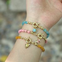 New Mixed Color Stone Beaded Seabed Small Animal Pendant Diamond Copper Bracelet main image 1