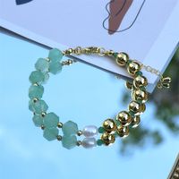 New Faceted Amethyst Green Aventurine Stone Freshwater Pearl Copper Bracelet main image 4