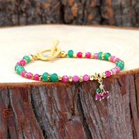 New Fruit Series Mixed Color Beaded Copper Color Zirconium Cherry Strawberry Bracelet main image 4