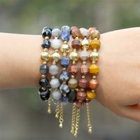 Fashion Geometric Faceted Beaded Blue Stone Copper Gold-plated Bead Bracelet main image 2