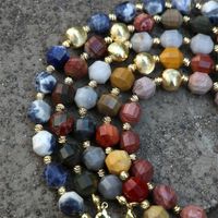 Bracelet De Perles En Cuivre Plaqué Or Avec Pierre Bleue À Facettes Géométriques À La Mode main image 3
