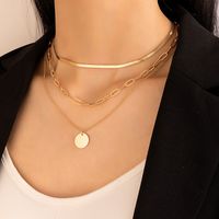 Simple Alloy Disc Hollow Multi-layer Necklace main image 1