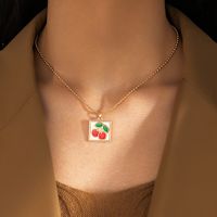 Cute Simple Color Dripping Cherry Single-layer Geometric Necklace main image 1