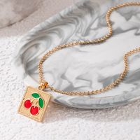 Cute Simple Color Dripping Cherry Single-layer Geometric Necklace main image 3