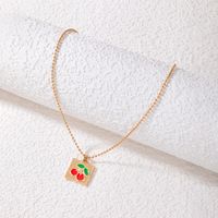Cute Simple Color Dripping Cherry Single-layer Geometric Necklace main image 4