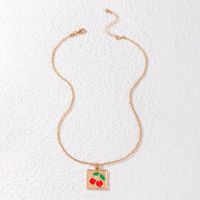 Cute Simple Color Dripping Cherry Single-layer Geometric Necklace main image 5