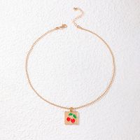Cute Simple Color Dripping Cherry Single-layer Geometric Necklace main image 6