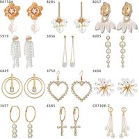Fashion Pearl Five-pointed Star Branch Snowflake Tassel Earrings main image 3