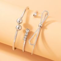 Fashion Bow Diamond Geometric Bead Opening Three-piece Bracelet main image 3