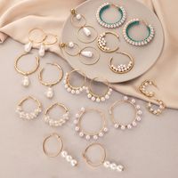 Fashion Ol Jewelry Baroque Pearl Inlaid Alloy Geometric Bead Earrings main image 1
