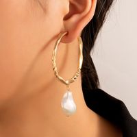 Fashion Ol Jewelry Baroque Pearl Inlaid Alloy Geometric Bead Earrings main image 3