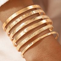 Fashion Stacking Gold And Silver Glossy Geometric Animal Snake Open Bracelet main image 2
