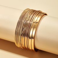 Fashion Stacking Gold And Silver Glossy Geometric Animal Snake Open Bracelet main image 4