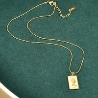 Quadratische Königin Porträt Anhänger Kugel Perlenkette Titan Stahl Halskette sku image 1