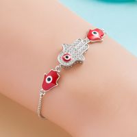 Fashion Creative Devil's Eye Micro-set Diamond Heart Floral Copper Bracelet sku image 4