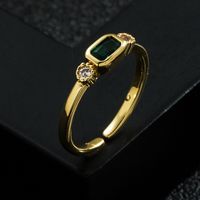 Simple Women's Hand Jewelry Bamboo Cross Heart-shaped Green Copper Ring sku image 2