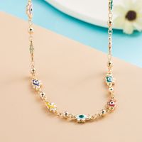 Fashion Copper Inlaid Color Dripping Oil Butterfly Elephant Palm Eye Pendant Long Necklace sku image 2