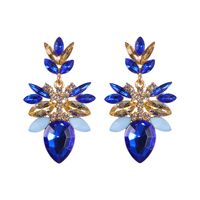 Fashion Alloy Diamond Female Drop-shaped Flower Gemstone Earrings sku image 2