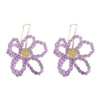 Simple Fashion Handmade Crystal Flower Earrings sku image 3