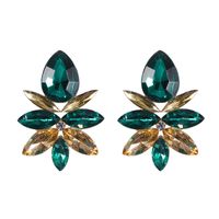 Creative Alloy Colored Diamond Flower Earrings sku image 1