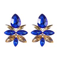 Creative Alloy Colored Diamond Flower Earrings sku image 2