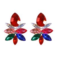 Creative Alloy Colored Diamond Flower Earrings sku image 3