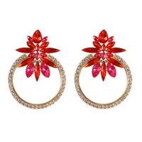 Vintage Style Flower Diamond Alloy Artificial Gemstones Earrings sku image 1
