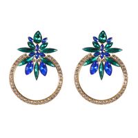Vintage Style Flower Diamond Alloy Artificial Gemstones Earrings sku image 2
