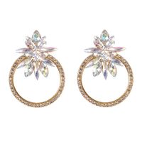 Vintage Style Flower Diamond Alloy Artificial Gemstones Earrings sku image 3