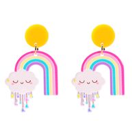 Creative Rainbow Plate Cloud Pendant Resin Earrings Necklace Set sku image 4