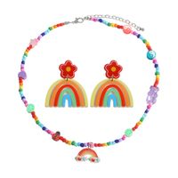 Creative Rainbow Plate Cloud Pendant Resin Earrings Necklace Set sku image 8