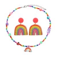 Creative Rainbow Plate Cloud Pendant Resin Earrings Necklace Set sku image 9