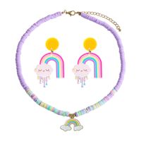 Creative Rainbow Plate Cloud Pendant Resin Earrings Necklace Set sku image 10
