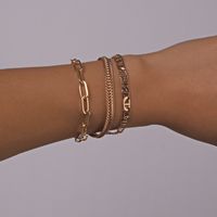 Fashion Exaggerated Geometric Chain Alloy Bracelet Set sku image 1