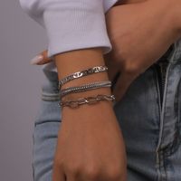 Fashion Exaggerated Geometric Chain Alloy Bracelet Set sku image 2