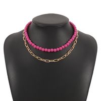 Double-layer Necklace Beaded Simple Punk Necklace Creative Fashion Short Collarbone Chain sku image 1