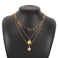 Multi-layer Necklace Micro-inlaid Starfish Disc Necklace Oil Drop Necklace sku image 1