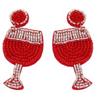 Creative Handmade Beads Wine Glass Pendant Earrings sku image 1
